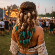 Enfeite para Cabelo com Penas Indianas Headband Feminina Estilo Boho Hippie