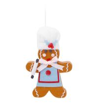 Enfeite para Pendurar Gingerbread com Avental Azul e Chapeu de Cozinheiro - Cromus: 1923412