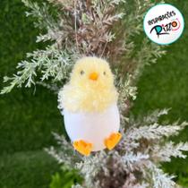Enfeite para Pendurar - Pintinho Amarelo com Ovo Branco e Patinhas - 8cm - 1 unidade - Cromus - Rizzo
