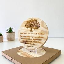 Enfeite Para Sala Quadro Decorativo de Madeira Pinos Com Mensagem Religiosa Bíblica