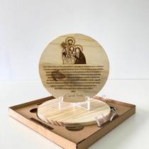 Enfeite Para Sala Quadro Decorativo de Madeira Pinos Sagrada Família