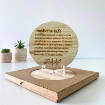 Enfeite Para Sala Quadro Decorativo de Madeiro Pinos Mensagem de Medicina