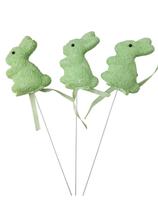 Enfeite Páscoa 23cm Coelho Isopor no Espeto com 3 Peças