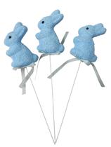Enfeite Páscoa 23cm Coelho Isopor no Espeto com 3 Peças