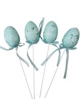 Enfeite Páscoa 23cm Ovo Isopor e Tecido com 4 Espetos