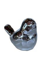 Enfeite Passarinho de Cerâmica Prateado Enfeite Passarinho de Cerâmica Prateado