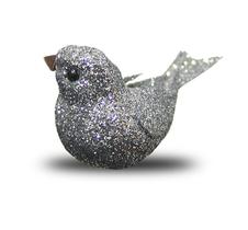 Enfeite Passarinhos kit com 36pçs de 8cm Glitter - Prata com Presilha para fixar na Decoração Enfeite Passarinhos kit com 36pçs de 8cm Glitter - Prata com Presilha para fixar na Decoração