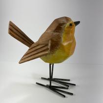 Enfeite Pássaro Amarelo Resina/metal Decoração (Ref.: 00111946)