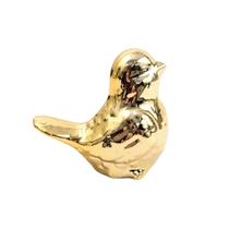 Enfeite Pássaro Dourado 6X6X4Cm Decoração Cerâmica - Inigual