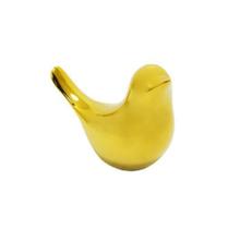 Enfeite Passaro Maior Decorativo Porcelana Dourado Luxo