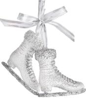 Enfeite Patins de Gelo Prateados com Glitter Kurt Adler 11 cm