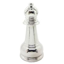 Enfeite Peça de Xadrez em Porcelana Prata Bispo 12cm Enfeite Peça de Xadrez em Porcelana Prata Bispo 12cm