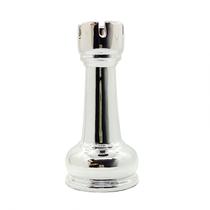 Enfeite Peça de Xadrez em Porcelana Prata Torre 12cm Enfeite Peça de Xadrez em Porcelana Prata Torre 12cm