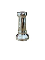 Enfeite peças xadrez metalizado torre pequeno prateado em cerâmica - 11 cm