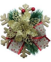 Enfeite Pendente Natalino Laço Arranjo Decoração Natal 15cm Enfeite Pendente Natalino Laço Arranjo Decoração Natal 15cm