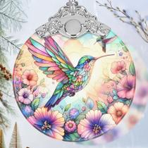 Enfeite pendurado Jocidea Hummingbird Vitral 7x9 cm