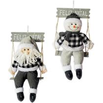 Enfeite pendurar feliz natal papai noel/boneco balanço 43cm