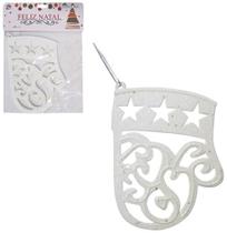 Enfeite Pendurar Luva Glitter Branco 11,5x8,5cm - Natalkasa Enfeite Pendurar Luva Glitter Branco 11,5x8,5cm - Natalkasa