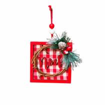 Enfeite Pendurar Placa Noel Xadrez Vermelho E Branco Tok Enfeite Pendurar Placa Noel Xadrez Vermelho E Branco Tok