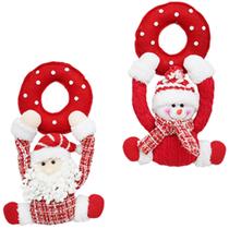 Enfeite Pendurar Porta Macaneta Papai Noel Boneco De Neve 34X22Cm - RIO MASTER