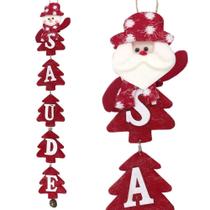 Enfeite pendurar saude com papai noel / boneco de neve + guizo 54x10cm - RIO MASTER Enfeite pendurar saude com papai noel / boneco de neve + guizo 54x10cm - RIO MASTER