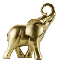 Enfeite Pequeno Elefante Dourado Decoração Rack - 17 Cm