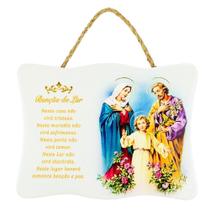 Enfeite Placa Cerâmica Benção Do Lar Sagrada Família 15x20cm