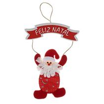 Enfeite Placa de Natal Papai Noel 25x20cm Art Christimas