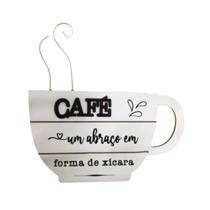 Enfeite Placa Xícara de Madeira Frases Café - Destak Presentes
