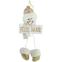 Enfeite porta boneco de neve madrid c/ feliz natal 20cm - niazitex