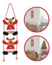 Enfeite Porta Duo Subindo Escado Papai Noel 50cm Natal