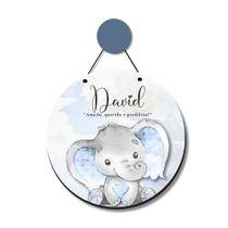 Enfeite Porta Maternidade Bebê Nome Personalizado Elefantinho Aquarela