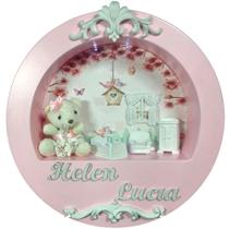 Enfeite Porta Maternidade Cenário Nicho Led + nome - JARDIM ENCANTADO ROSA E BRANCO Enfeite Porta Maternidade Cenário Nicho Led + nome - JARDIM ENCANTADO ROSA E BRANCO