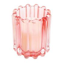 Enfeite Pote de Vidro 8cm Rosa com Vela Aromática para Decoração e Iluminar