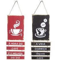 Enfeite Quadro Decorativo de Mdf Frases Cafe 55,5x23,5cm - Interponte