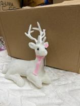 Enfeite rena branco natalina deitado/ em pe decoração de natal(unidade )