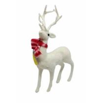 Enfeite Rena Branco Natalina Em Pé Isopor Decoração De Natal