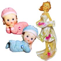 Enfeite Resina Escultura Decorativa de Bebe e Noiva Bibelô em Resina - Commercedai