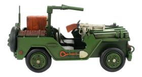 Enfeite Retrô Carro Militar Miniatura Jeep Verde 26cm Enfeite Retrô Carro Militar Miniatura Jeep Verde 26cm