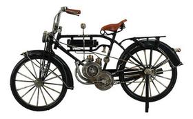 Enfeite Retrô Miniatura Bicicleta Motorizada Preta - 32cm