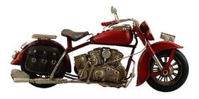 Enfeite Retrô Miniatura Moto Motocicleta Vermelha 26cm