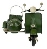 Enfeite Retrô Miniatura Motocicleta Sidecar 27cm