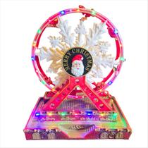 Enfeite Roda Gigante LED Luz Música Movimento Resina 28cm
