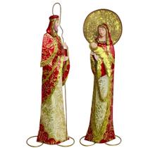 Enfeite Sagrada Família 2 Peças 54,5cm Decoração Natalina de Metal Resina e Madrepérola Enfeite Sagrada Família 2 Peças 54,5cm Decoração Natalina de Metal Resina e Madrepérola