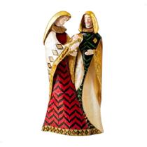 Enfeite Sagrada Família 35,5cm Decoração de Metal Resina e Madrepérola Enfeite Sagrada Família 35,5cm Decoração de Metal Resina e Madrepérola