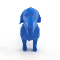 Enfeite Salsicha Cachorro Geométrico Azul Decoração 3D 10cm