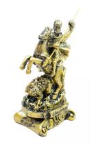 Enfeite São Jorge Dourado Resina 8cm