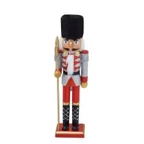 Enfeite soldado natalino quebra nozes com casaco de glitter