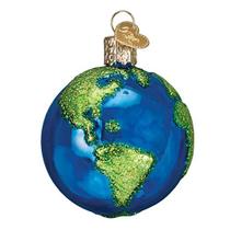 Enfeite soprado de vidro de Natal do Velho Mundo com S-Hook e Gift Box, Coleção Externa (Planeta Terra)