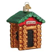 Enfeite suspenso de Natal do Velho Mundo Lincoln Logs Glass Enfeite suspenso de Natal do Velho Mundo Lincoln Logs Glass